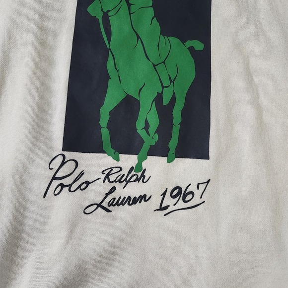 Polo Ralph Lauren Men's Big Pony RL 67 Fleece Pullover Hoodie White Sz L - Picture 3 of 10